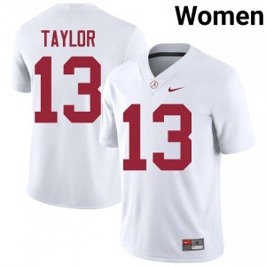 Ivan Taylor #13 White Women Stitched Jersey | Fresh Crimson Tide Player Football Gear 70680332