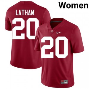 Crimson #20 Jah-Marien Latham Women Embroidery Jersey | Roll Tide Official University Football Edition 19489772