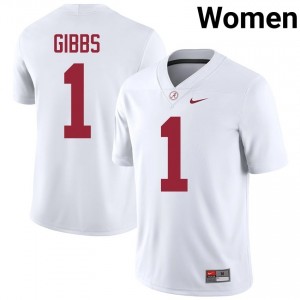 Jahmyr Gibbs #1 White Women Stitched Jersey | Official Roll Tide University Football Gear 38133759