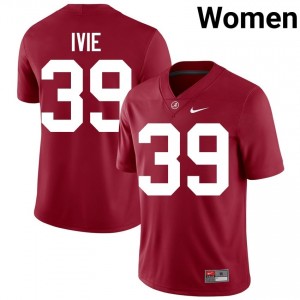 Crimson #39 Jake Ivie Women Embroidery Jersey | Bama Pro-Grade University Football Edition 60923584