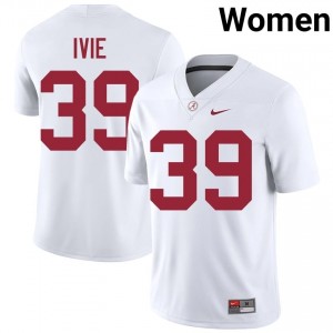 Jake Ivie #39 White Women Stitched Jersey | Genuine Roll Tide College Football Gear 78687063