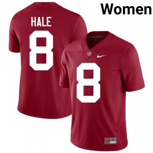Crimson #8 Jalen Hale Women Embroidery Jersey | Alabama Pro-Grade University Football Edition 44913684
