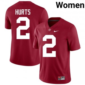 Crimson #2 Jalen Hurts Women Embroidery Jersey | Alabama Crimson Tide Officially Licensed High School Football Edition 47401094