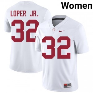 Jay Loper Jr. #32 White Women Stitched Jersey | Authentic Bama Player Football Gear 83524263
