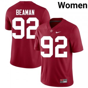 Crimson #92 Jeremiah Beaman Women Embroidery Jersey | Bama Iconic College Football Edition 22715370
