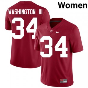 Crimson #34 Jessie Washington III Women Embroidery Jersey | Alabama Crimson Tide Gameday College Football Edition 96476131
