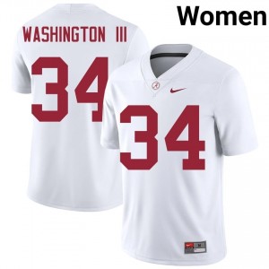 Jessie Washington III #34 White Women Stitched Jersey | Premium Alabama NCAA Football Gear 57043540