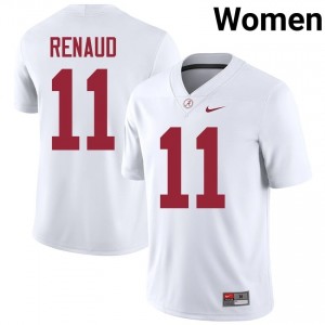 Jordan Renaud #11 White Women Stitched Jersey | Fresh Crimson Tide Player Football Gear 68481989