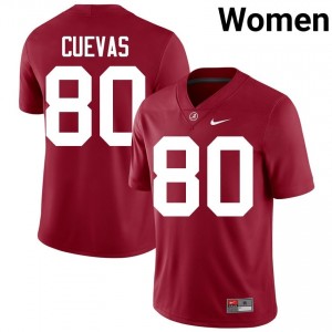 Crimson #80 Josh Cuevas Women Embroidery Jersey | Roll Tide Genuine College Football Edition 74890198