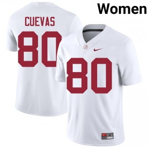Josh Cuevas #80 White Women Stitched Jersey | Elite Alabama Crimson Tide NCAA Football Gear 61076319