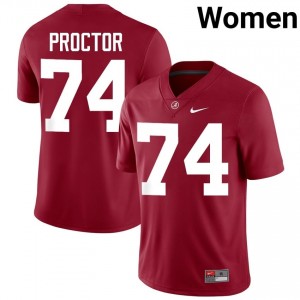 Crimson #74 Kadyn Proctor Women Embroidery Jersey | Alabama Durable University Football Edition 45071861