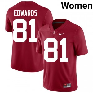 Crimson #81 Kaleb Edwards Women Embroidery Jersey | Alabama Officially Licensed High School Football Edition 46981405