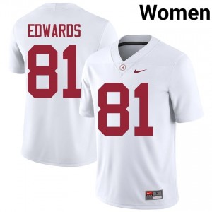 Kaleb Edwards #81 White Women Stitched Jersey | Pro-Grade Bama University Football Gear 27267793