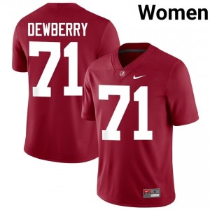 Crimson #71 Kam Dewberry Women Embroidery Jersey | Roll Tide Official University Football Edition 14202655
