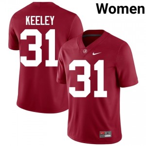 Crimson #31 Keon Keeley Women Embroidery Jersey | Roll Tide Genuine College Football Edition 82000142