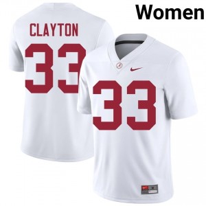 Kyle Clayton #33 White Women Stitched Jersey | Official Roll Tide University Football Gear 58468826