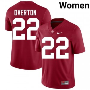 Crimson #22 LT Overton Women Embroidery Jersey | Bama Authentic Player Football Edition 11321113
