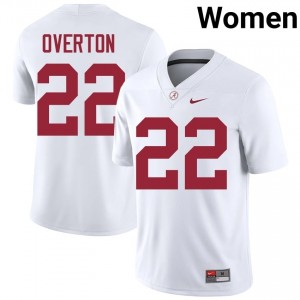 LT Overton #22 White Women Stitched Jersey | Limited Roll Tide High School Football Gear 58357497