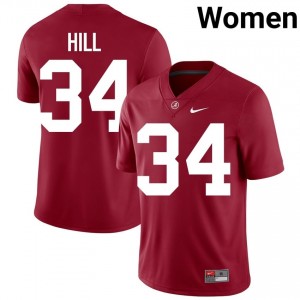 Crimson #34 London Hill Women Embroidery Jersey | Alabama Crimson Tide Exclusive College Football Edition 20388038