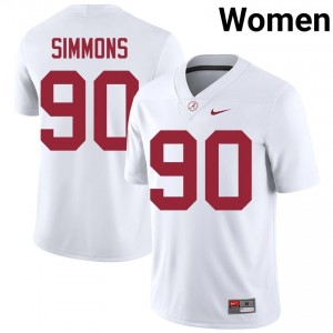 London Simmons #90 White Women Stitched Jersey | Premium Alabama Crimson Tide NCAA Football Gear 32386919