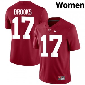 Crimson #17 Lotzeir Brooks Women Embroidery Jersey | Crimson Tide Elite NCAA Football Edition 82866724