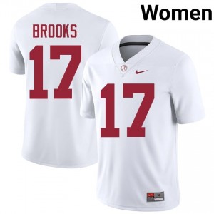 Lotzeir Brooks #17 White Women Stitched Jersey | Licensed Alabama Crimson Tide Player Football Gear 81652324