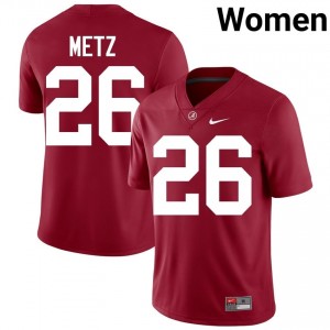 Crimson #26 Luke Metz Women Embroidery Jersey | Alabama Licensed Player Football Edition 27737487