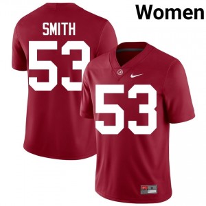 Crimson #53 Mac Smith Women Embroidery Jersey | Alabama Pro-Grade University Football Edition 29182747