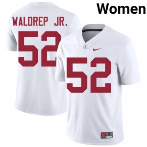 Mal Waldrep Jr. #52 White Women Stitched Jersey | Authentic Bama Player Football Gear 46599011