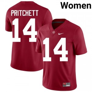 Crimson #14 Marshall Pritchett Women Embroidery Jersey | Roll Tide Classic Player Football Edition 56856734
