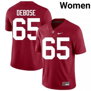 Crimson #65 Micah DeBose Women Embroidery Jersey | Alabama Iconic College Football Edition 54233219