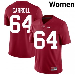 Crimson #64 Michael Carroll Women Embroidery Jersey | Alabama Crimson Tide Premium NCAA Football Edition 15769421