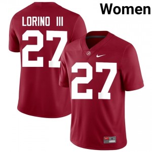 Crimson #27 Michael Lorino III Women Embroidery Jersey | Roll Tide Genuine College Football Edition 91559123