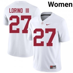 Michael Lorino III #27 White Women Stitched Jersey | Elite Crimson Tide NCAA Football Gear 14988763