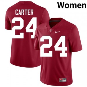 Crimson #24 Noah Carter Women Embroidery Jersey | Roll Tide Classic Player Football Edition 54310056