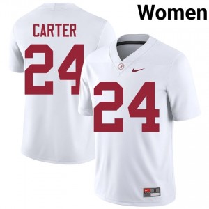 Noah Carter #24 White Women Stitched Jersey | Moisture Wicking Alabama Crimson Tide High School Football Gear 19606589
