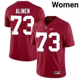 Crimson #73 Olaus Alinen Women Embroidery Jersey | Bama Pro-Grade University Football Edition 72297347