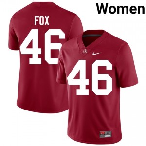 Crimson #46 Peyton Fox Women Embroidery Jersey | Bama Authentic Player Football Edition 79757251