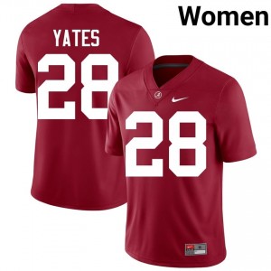 Crimson #28 Peyton Yates Women Embroidery Jersey | Alabama Crimson Tide Durable University Football Edition 34870333