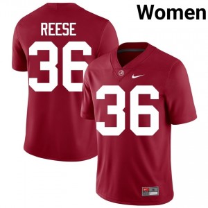 Crimson #36 QB Reese Women Embroidery Jersey | Crimson Tide Elite Thread University Football Edition 98781661
