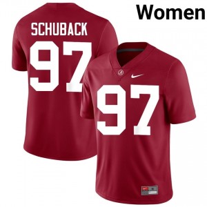 Crimson #97 Reid Schuback Women Embroidery Jersey | Alabama Crimson Tide Elite NCAA Football Edition 32010394