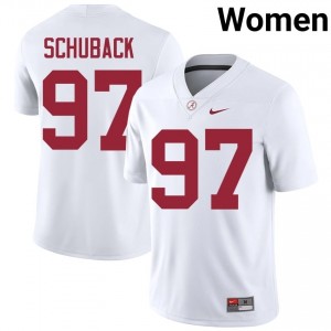 Reid Schuback #97 White Women Stitched Jersey | Licensed Alabama Player Football Gear 79696705