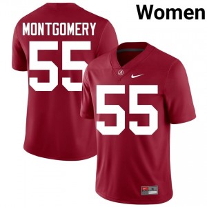 Crimson #55 Roq Montgomery Women Embroidery Jersey | Alabama Authentic Player Football Edition 98645931