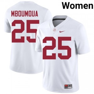Steve Bolo Mboumoua #25 White Women Stitched Jersey | Pro-Grade Bama University Football Gear 88056915