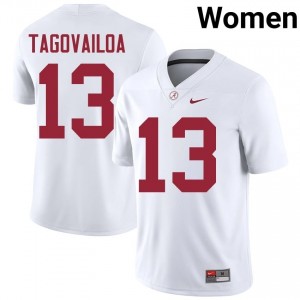 Tua Tagovailoa #13 White Women Stitched Jersey | Exclusive Alabama Crimson Tide College Football Gear 20510365