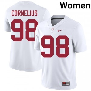 Tucker Cornelius #98 White Women Stitched Jersey | Official Roll Tide University Football Gear 22276314