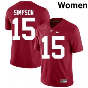 Crimson #15 Ty Simpson Women Embroidery Jersey | Alabama Crimson Tide Moisture Wicking High School Football Edition 28110395