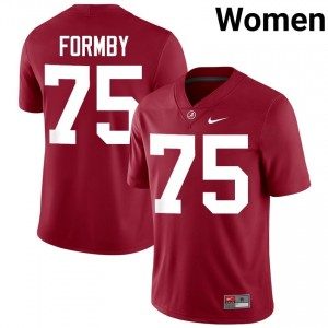 Crimson #75 Wilkin Formby Women Embroidery Jersey | Alabama Licensed Player Football Edition 33364610