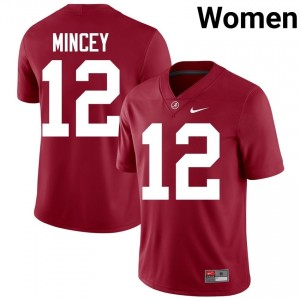 Crimson #12 Zavier Mincey Women Embroidery Jersey | Alabama Pro Cut NCAA Football Edition 27672294