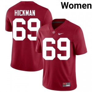 Crimson #69 Baker Hickman Women Embroidery Jersey | Alabama Premium NCAA Football Edition 98784087